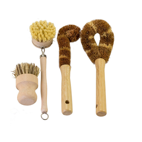 Natural Kitchen Scrub Brush - Set of 4